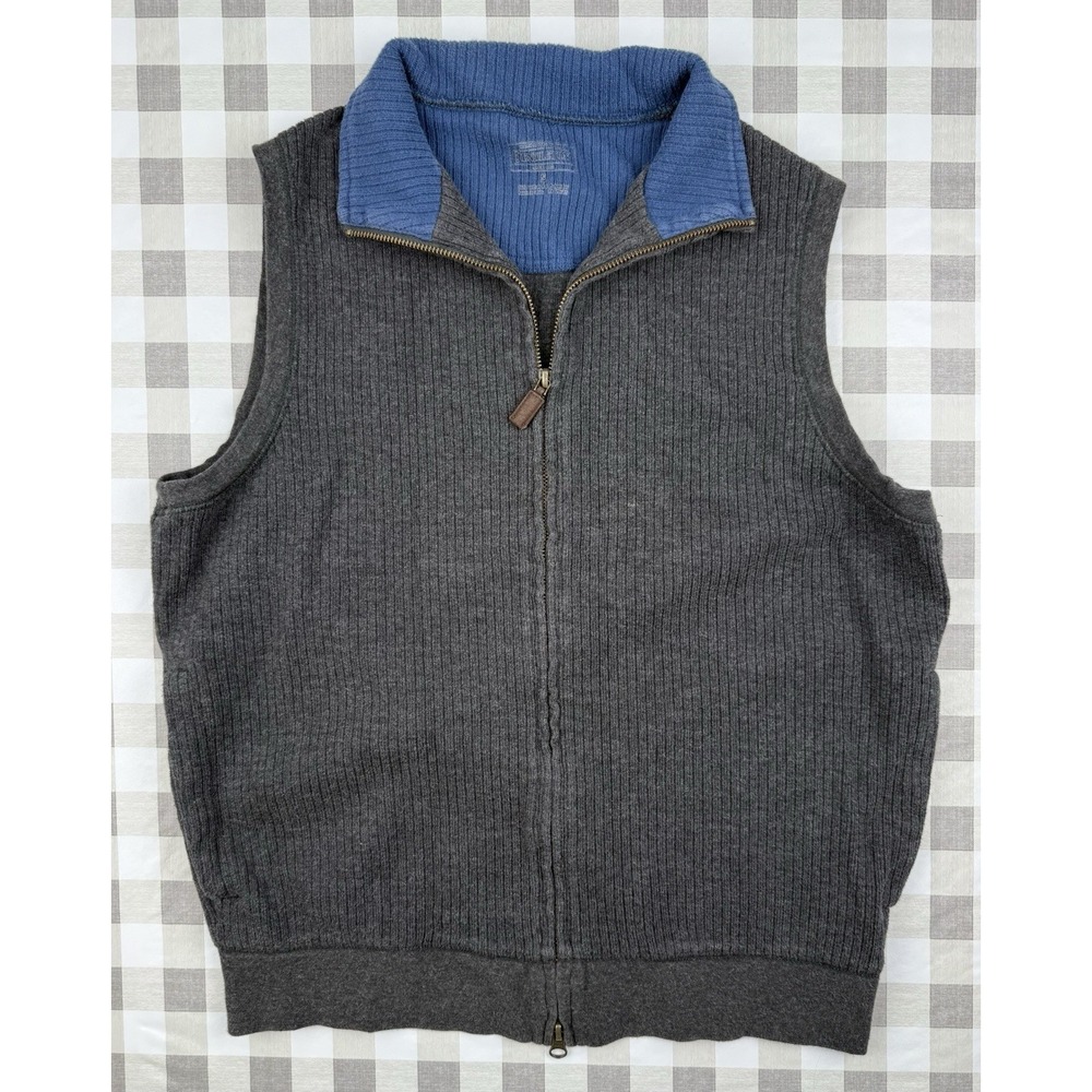 Pendleton Ribbed Sweater Vest Blue Collar Coastal Grandpa